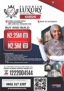Affordable Land For Sale in Nigeria: Flourish Luxury Villas, Karshi