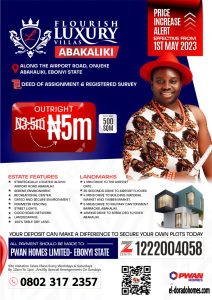 Affordable Land For Sale in Abakaliki: Flourish Luxury Villas, Onueke