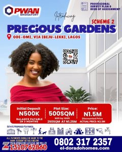 How to Buy Land in Ibeju Lekki Lagos, Precious Gardens Estate Scheme 2