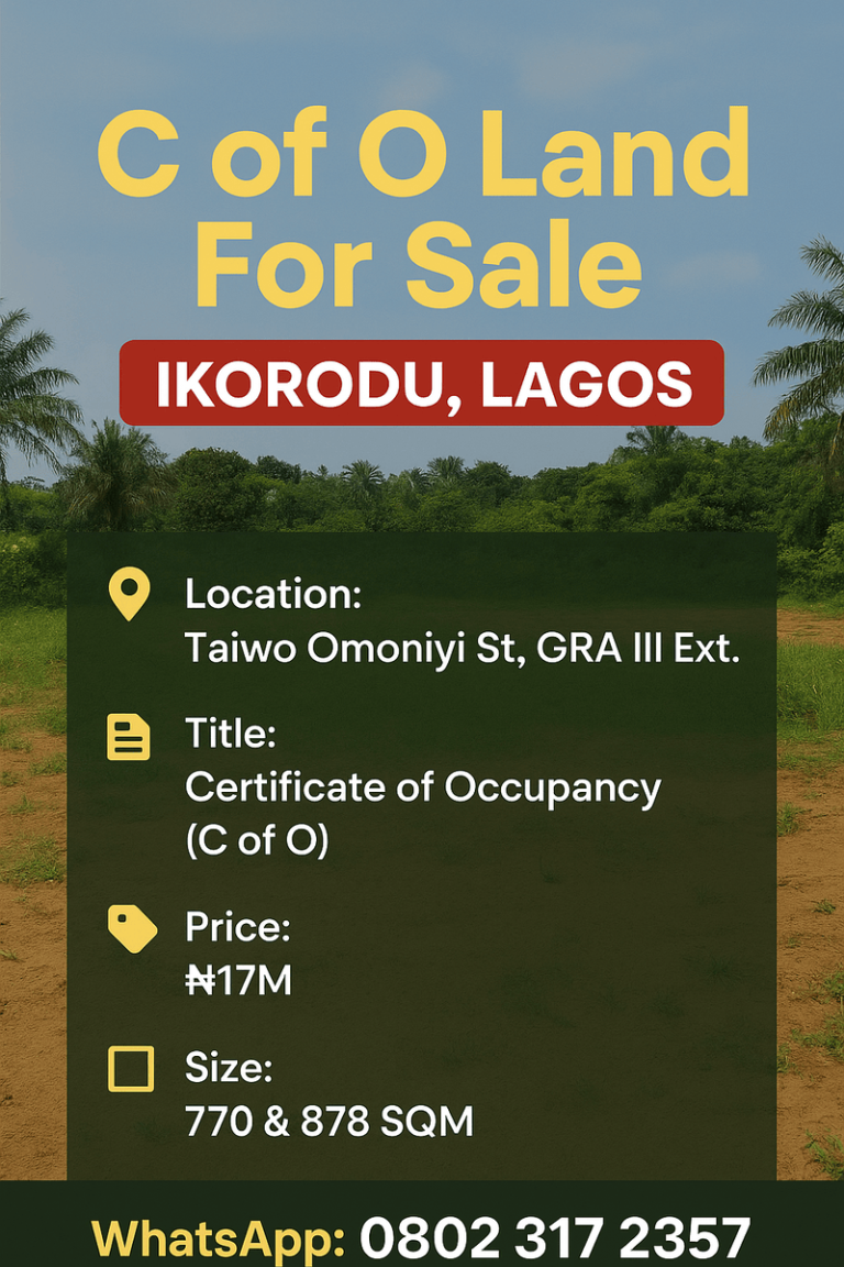 Secure C of O Land in Ikorodu Lagos, Affordable Plots for Sale Now